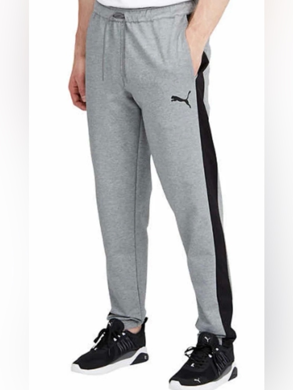 Puma Gray Sweatpants with Black Side Stripe